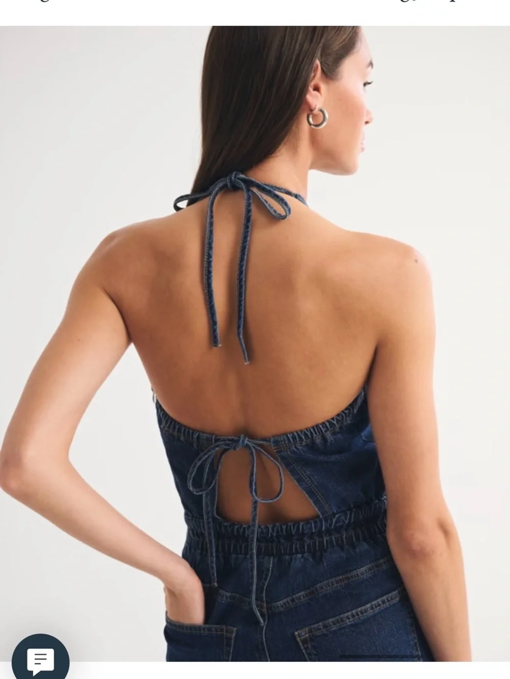 Abercrombie & Fitch Dark Indigo Halter Denim Jumpsuit